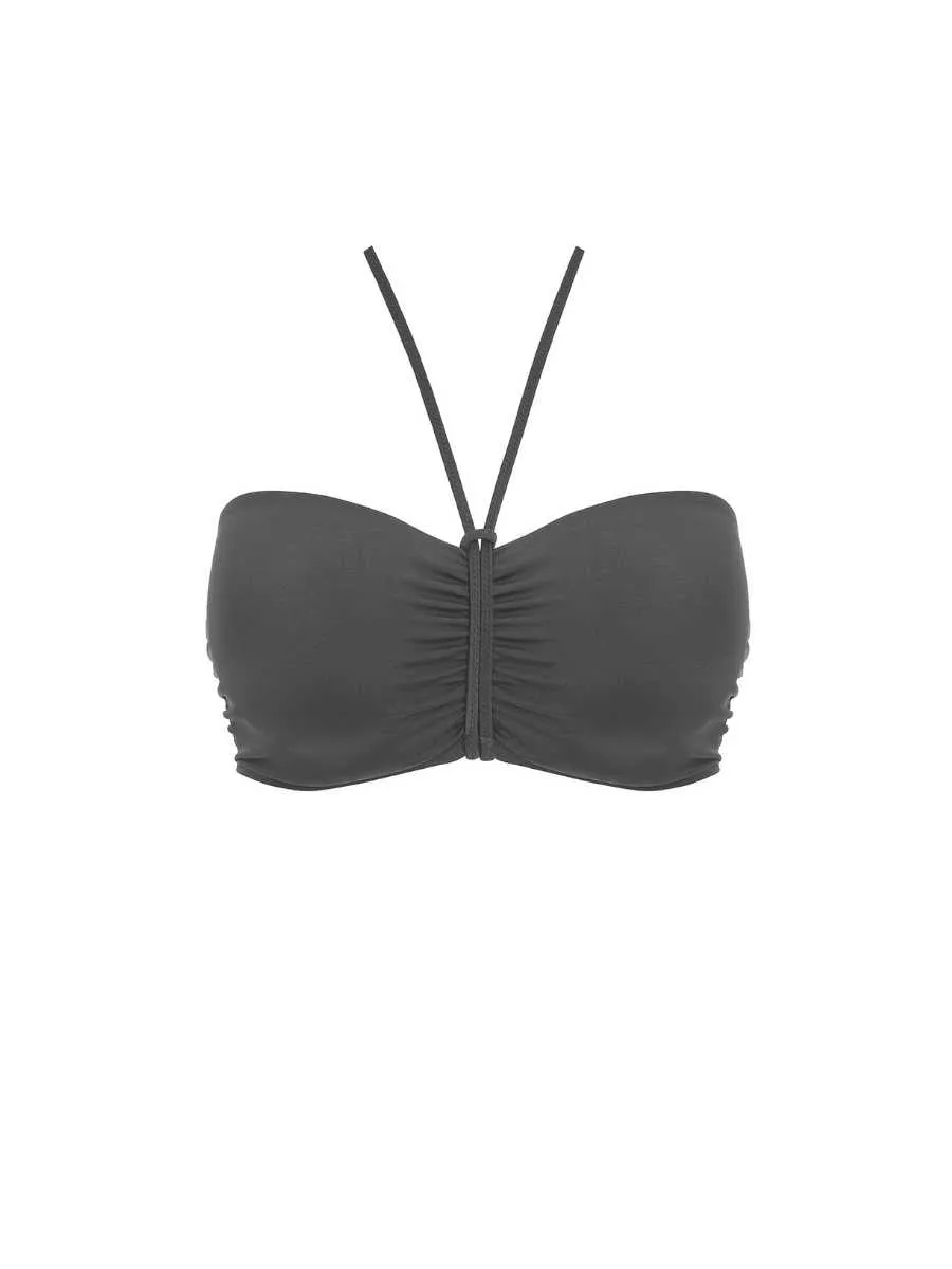 Jewel Cove Bandeau Bikini Top - Plain Black
