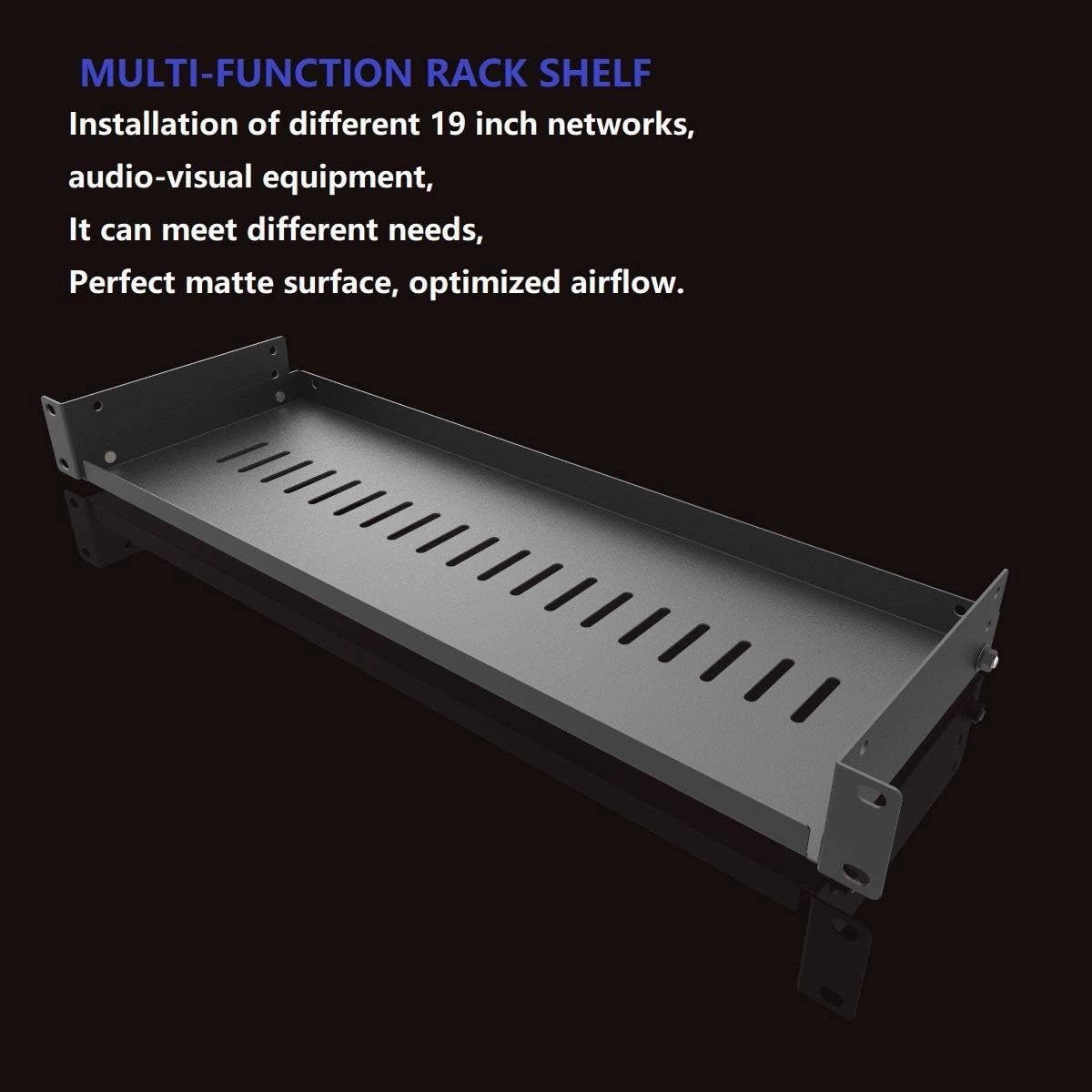 Jingchengmei 2 Pack of 1U Vented Cantilever Server Rack Mount Shelf 6" (154mm) Deep for 19" Network Cabinet or Equipment Rack, Disassembled Black(6V2PC)