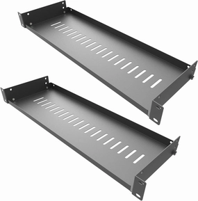 Jingchengmei 2 Pack of 1U Vented Cantilever Server Rack Mount Shelf 6" (154mm) Deep for 19" Network Cabinet or Equipment Rack, Disassembled Black(6V2PC) rackmount gear,audio rack equipment,studio rackmounts,
