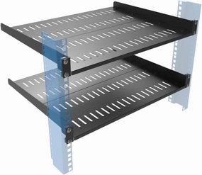 JINGCHENGMEI 2 PCS 1U Vented Server Rack Shelf, 14-17 Inch Adjustable Universal Cantilever Rack Mount Tray for 19 Inch Networking Equipments Rack Enclosure, Black (1U14In2PCS) equipment cabinet,AV gear cabinet,component enclosure,