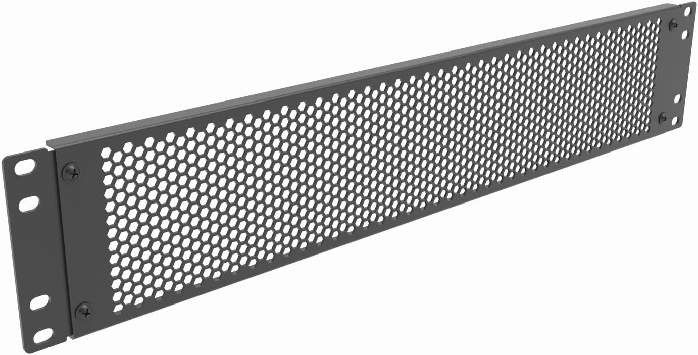 Jingchengmei 2U Perforated Blank Panel - Steel Rack Mount 2U Spacer Disassembled Panel for 19-Inch Network Cabinet or Server Rack Enclosure Black rackmount gear,audio rack equipment,studio rackmounts,