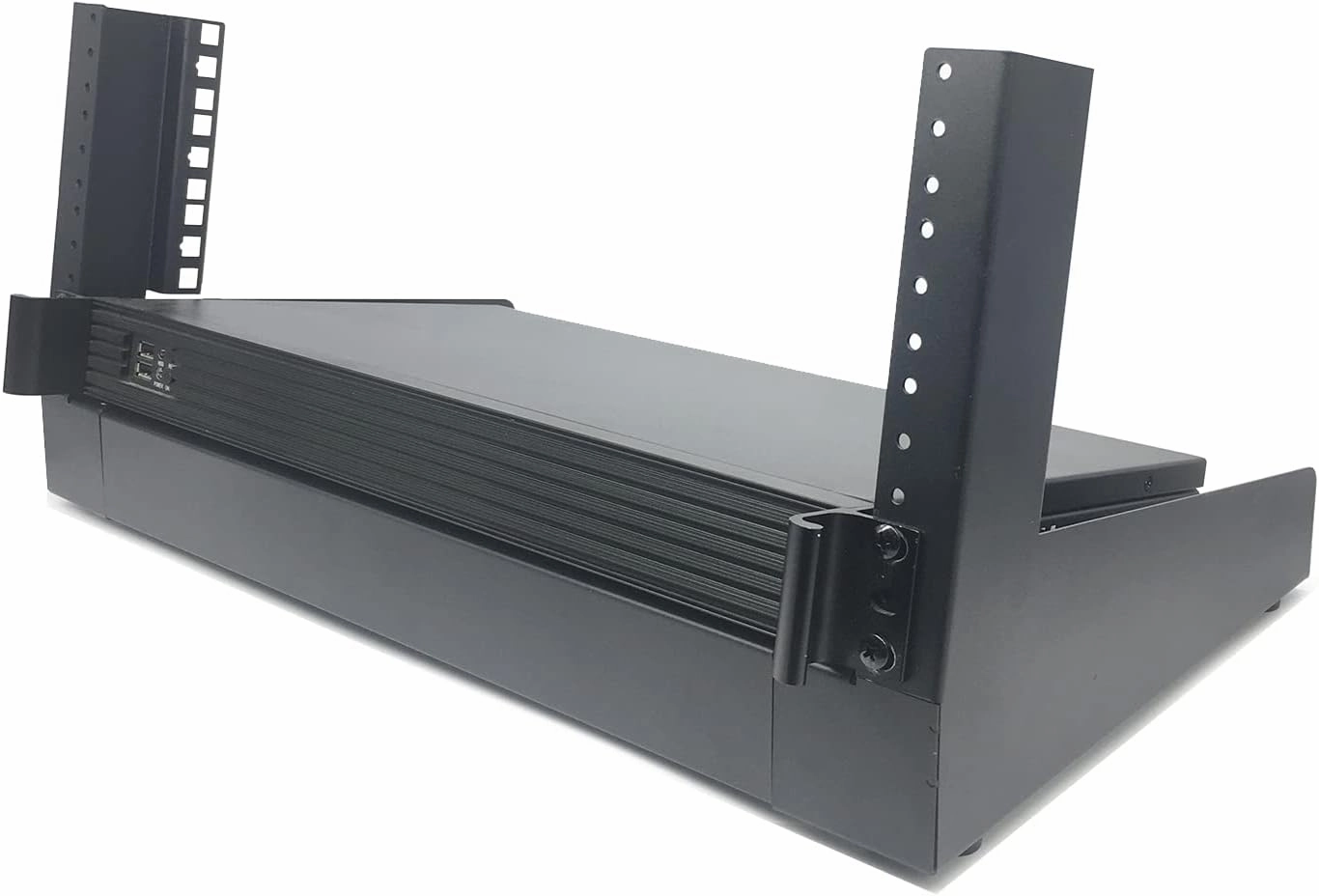 JINGCHENGMEI 4U Desktop Network Rack 19 inches Small Open Frame Rack 2 Post Free-Standing Tabletop Rack for Server, Patch Panel, Data, AV, IT,Studio or Networking Equipments (4U)