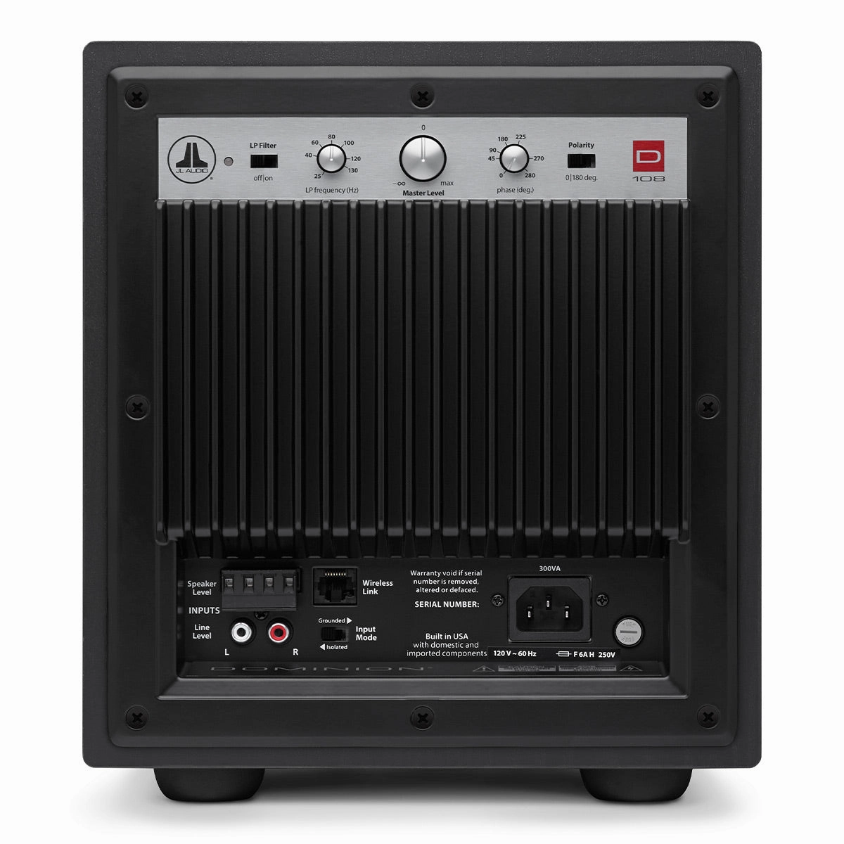 JL Audio Dominion d108 8" Powered Subwoofer - Each (Black Ash)