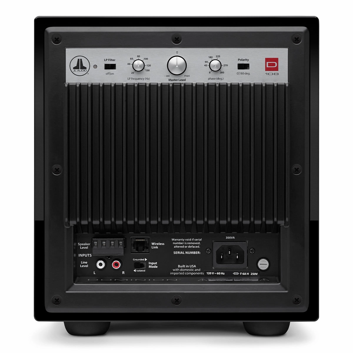 JL Audio Dominion d108 8" Powered Subwoofer - Each (Black Gloss)