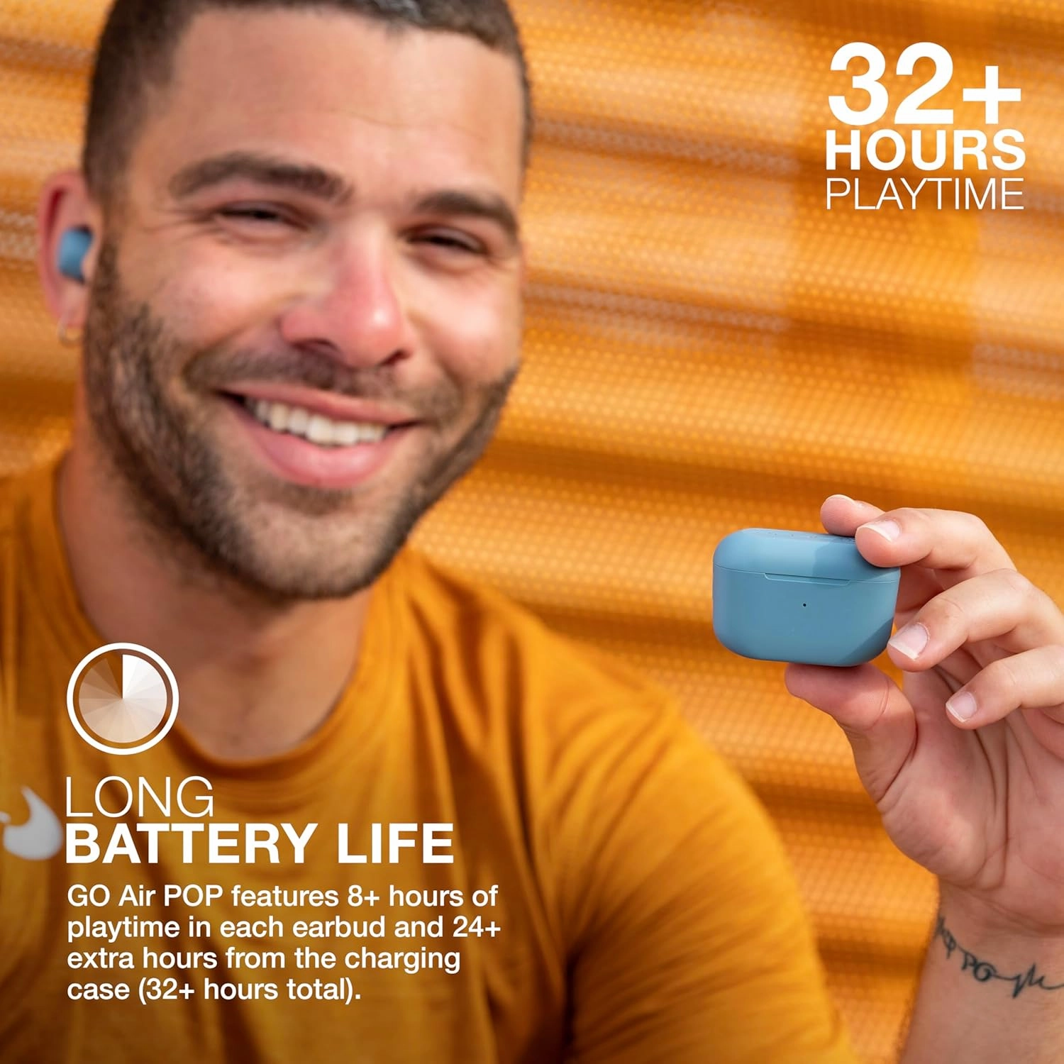 JLab Go Air Pop True Wireless Bluetooth Earbuds   Charging Case, Slate, Dual Connect, IPX4 Sweat Resistance, Bluetooth 5.1 Connection, 3 EQ Sound Settings Signature, Balanced, Bass Boost
