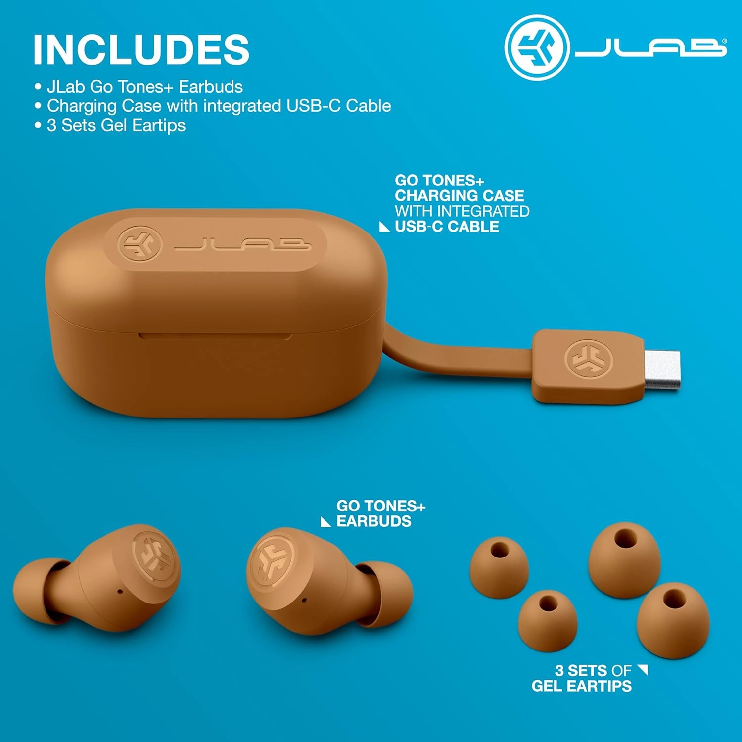 JLab Go Air Tones  True Wireless Earbuds Designed with Auto On and Connect, Touch Controls, 32  Hours Bluetooth Playtime, EQ3 Sound, and Dual Connect, Natural Earthtone Color (7572 W)