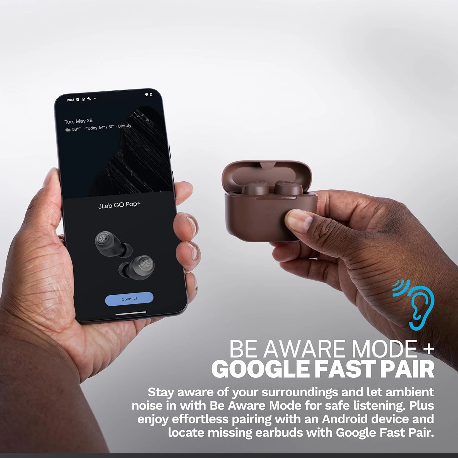JLab Go Air Tones  True Wireless Earbuds Designed with Auto On and Connect, Touch Controls, 32  Hours Bluetooth Playtime, EQ3 Sound, and Dual Connect, Natural Earthtone Color (7572 W)