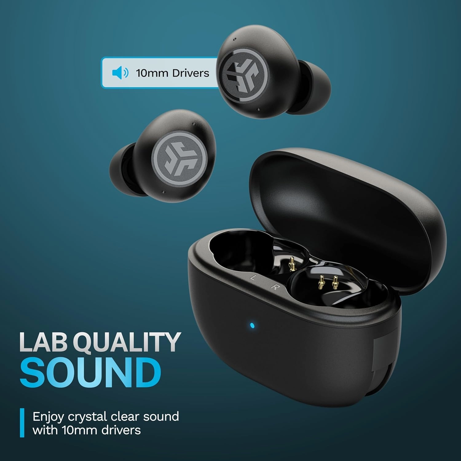 JLab Go Pop ANC True Wireless Earbuds & Charging Case, Black, Active Noise Cancelling, 10mm Drivers, Dual Connect, Customize Your Sound with App, Be Aware Mode, Compact Fit, Google Fast Pair