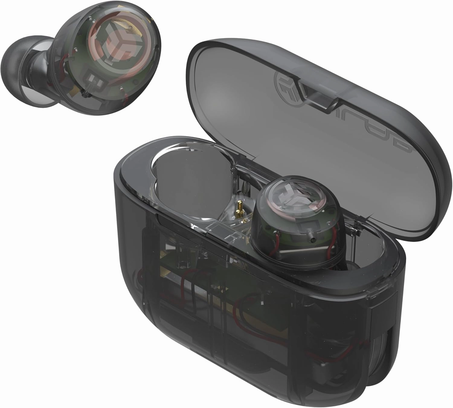 JLab Go Pop  True Wireless Bluetooth Earbuds & Charging Case - Clear, App Support, Dual Connect, IPX4 Sweat Resistance, Bluetooth 5 Connection, 3 EQ Sound Settings Signature, Balanced, Bass Boost