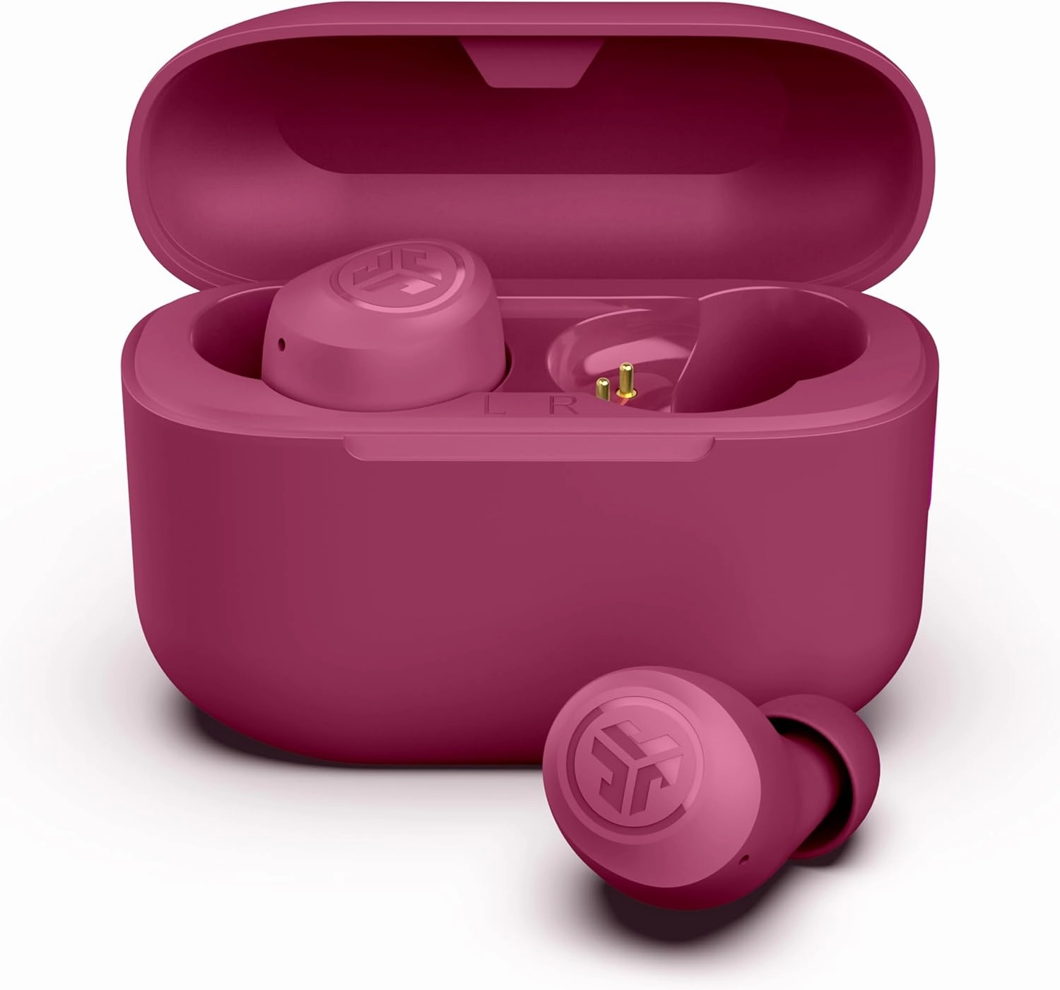 JLab Go Pop  True Wireless Bluetooth Earbuds & Charging Case - Dark Pink, App Support, Dual Connect, IPX4 Sweat Resistance, Bluetooth 5 Connection, 3 EQ Sound Settings Signature, Balanced, Bass Boost