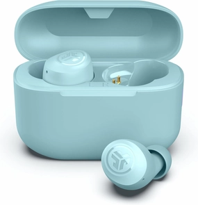 JLab Go Pop  True Wireless Bluetooth Earbuds & Charging Case - Light Blue, App Support, Dual Connect, IPX4 Sweat Resistance, Bluetooth 5 Connection, 3 EQ Sound Settings Signature, Balanced, Bass Boost TWS earbuds,compact wireless buds,Bluetooth ear tip