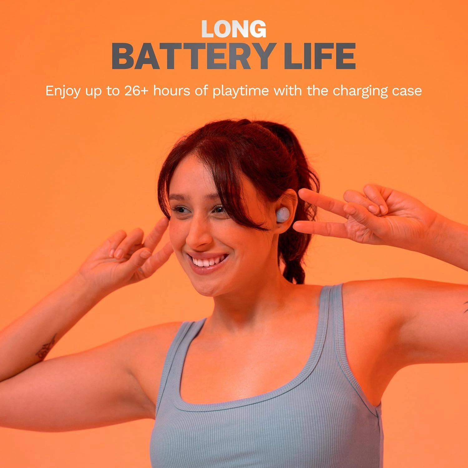 JLab Go Pop  True Wireless Bluetooth Earbuds & Charging Case - Light Blue, App Support, Dual Connect, IPX4 Sweat Resistance, Bluetooth 5 Connection, 3 EQ Sound Settings Signature, Balanced, Bass Boost