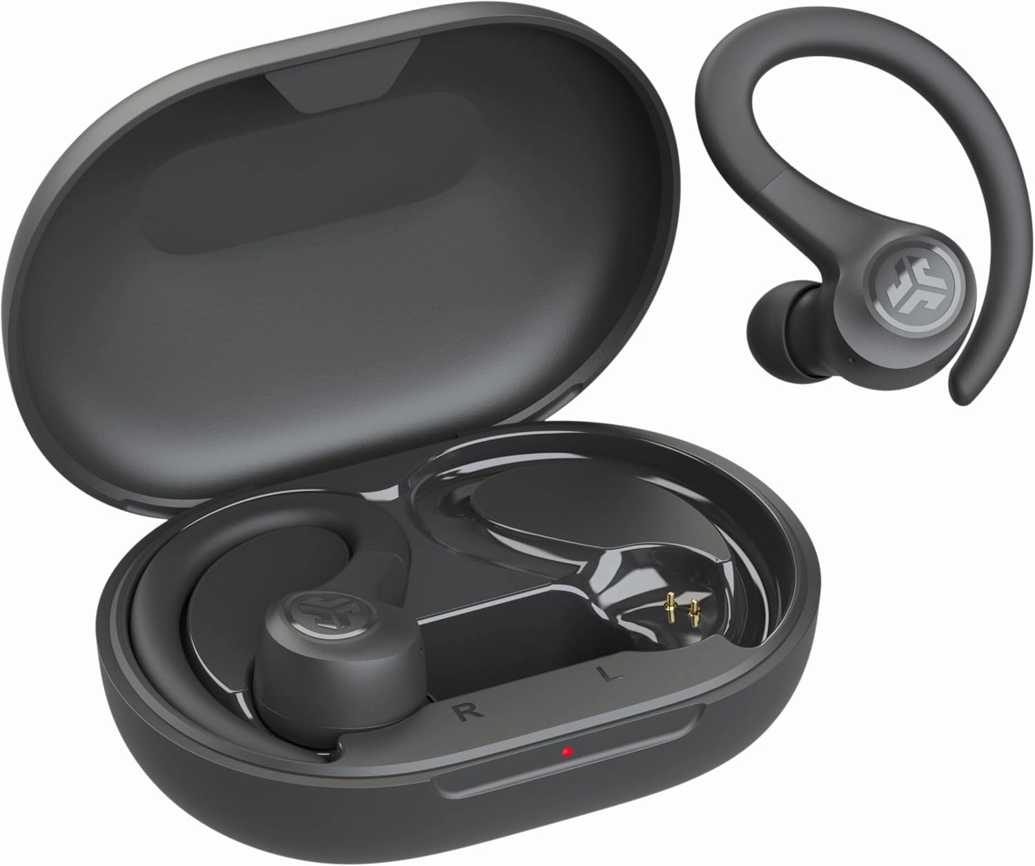 JLab Go Sport  Wireless Workout Earbuds Featuring C3 Clear Calling, Secure Earhook Sport Design, 35  Hour Bluetooth Playtime, and 3 EQ Sound Settings (Graphite)