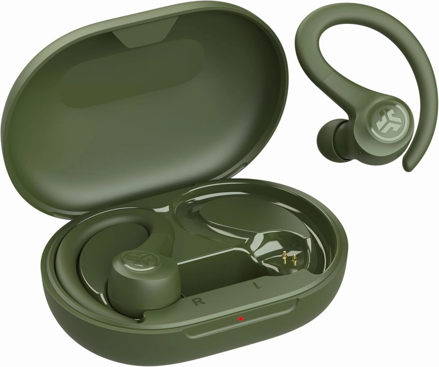 JLab Go Sport  Wireless Workout Earbuds Featuring C3 Clear Calling, Secure Earhook Sport Design, 35  Hour Bluetooth Playtime, and 3 EQ Sound Settings (Green)