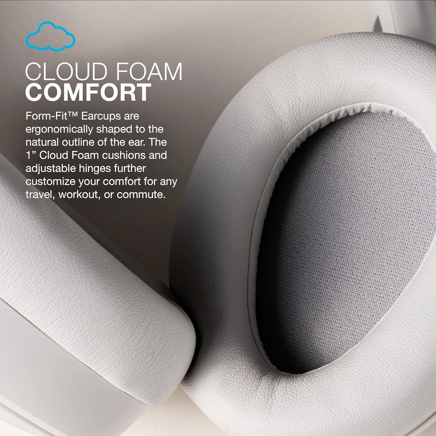 JLab JBuds Lux ANC Wireless Headphones, Cloud White, Hybrid Active Noise Cancelling, Customizable Sound, Spatial Audio Compatible, Premium Over-Ear Bluetooth Headset
