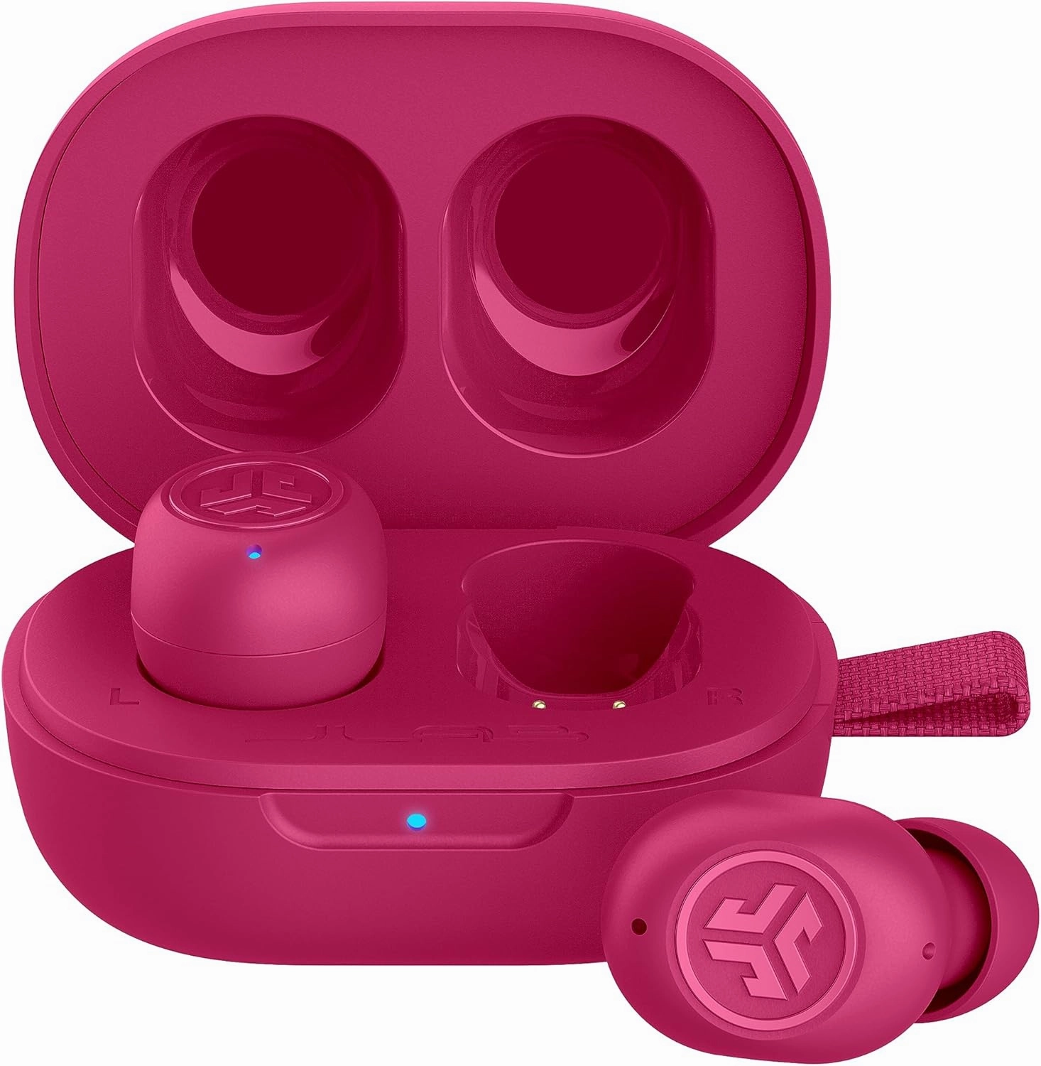 JLab JBuds Mini True Wireless Bluetooth Earbuds   Charging Case, Hot Pink, IP55 Sweat and Dust Proof, Bluetooth Multipoint, Be Aware Audio, 3 EQ Sound Settings, Crystal Clear Calls TWS earbuds,compact wireless buds,Bluetooth ear tips,
