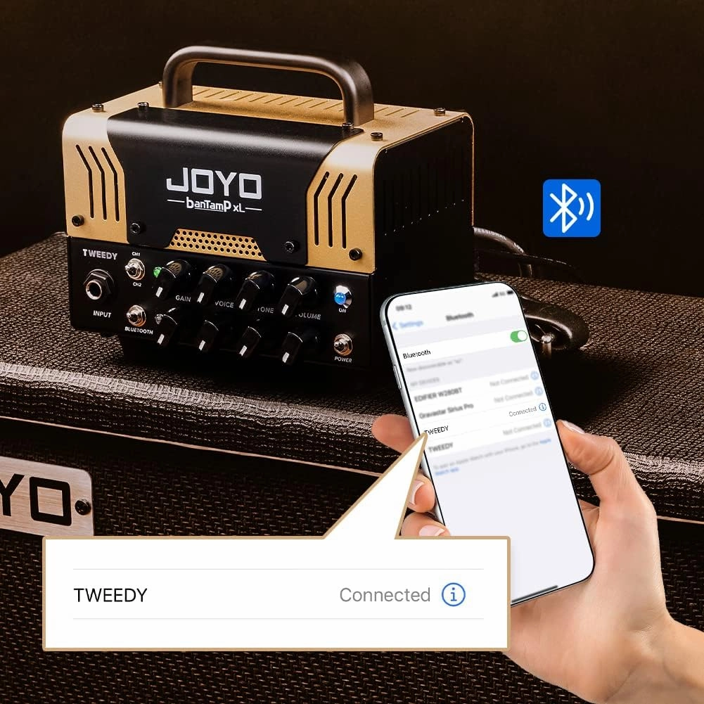 JOYO Tweedy BanTamp XL Series Mini Amp Head 20 Watt Preamp 2 Channel Hybrid Tube Guitar Amplifier Head for Electric Guitar with Bluetooth