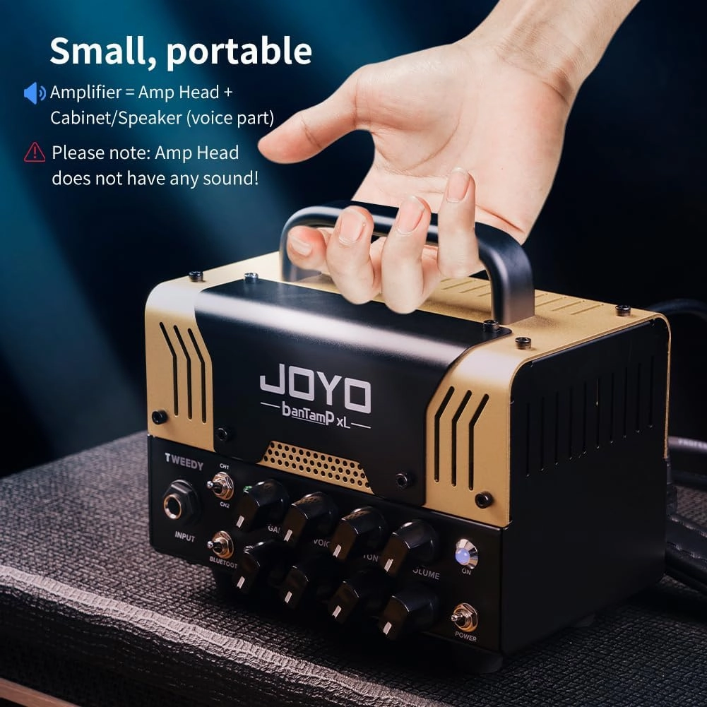 JOYO Tweedy BanTamp XL Series Mini Amp Head 20 Watt Preamp 2 Channel Hybrid Tube Guitar Amplifier Head for Electric Guitar with Bluetooth
