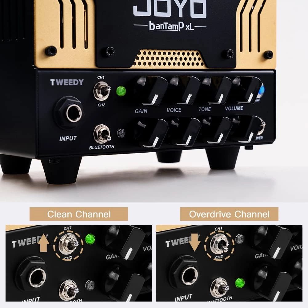 JOYO Tweedy BanTamp XL Series Mini Amp Head 20 Watt Preamp 2 Channel Hybrid Tube Guitar Amplifier Head for Electric Guitar with Bluetooth