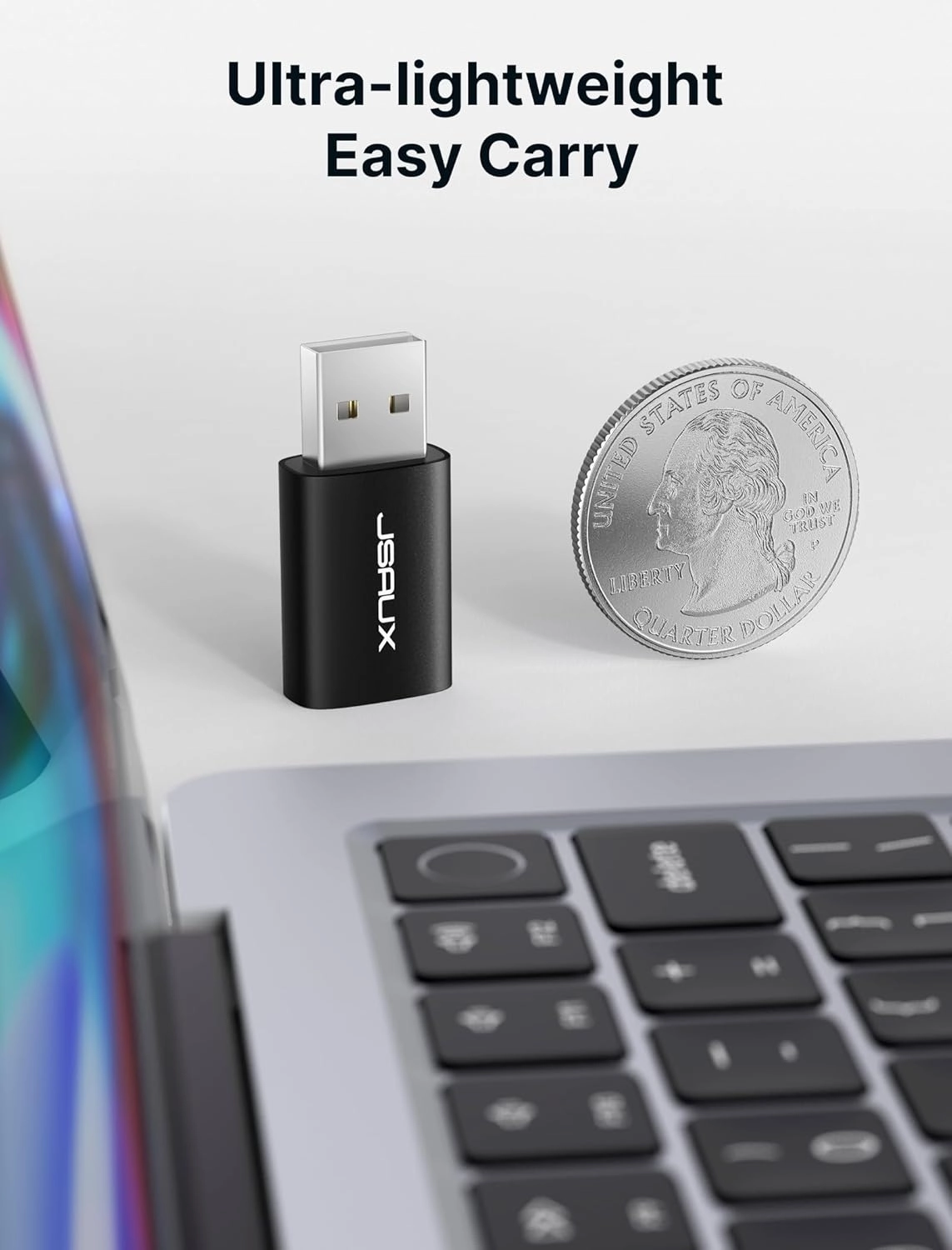 JSAUX 2 Pack USB to 3.5mm Jack Audio Adapter - External Stereo Sound Card for PS4, PS5, Headphones, Mac, Linux, Laptops, Desktops - Black