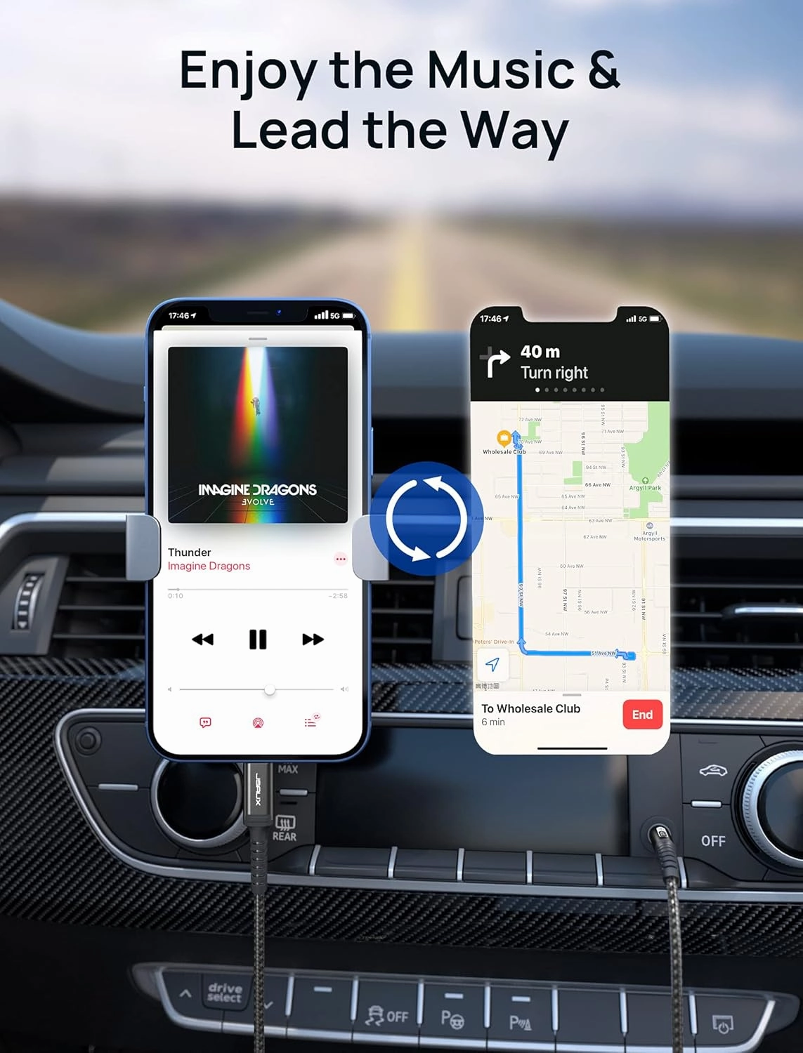 JSAUX Aux Cord for iPhone 3.3FT, 3.5mm Aux Cable for Car Compatible with iPhone 14 13 12 11 XS XR X 8 7 6 iPad iPod for Car Home Stereo, Speaker, Support All iOS Version-Black