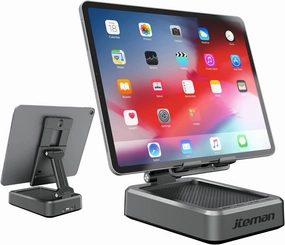 Jteman Wireless Bluetooth Speaker Tablet Stand, Adjustable with Bluetooth Speakers,Gifts for Women Men,Kitchen Gadget for Men,Compatible with Phones and Tablet (4.0-12.9'') - Graphite wireless speakers,portable Bluetooth speaker,multiroom speaker,