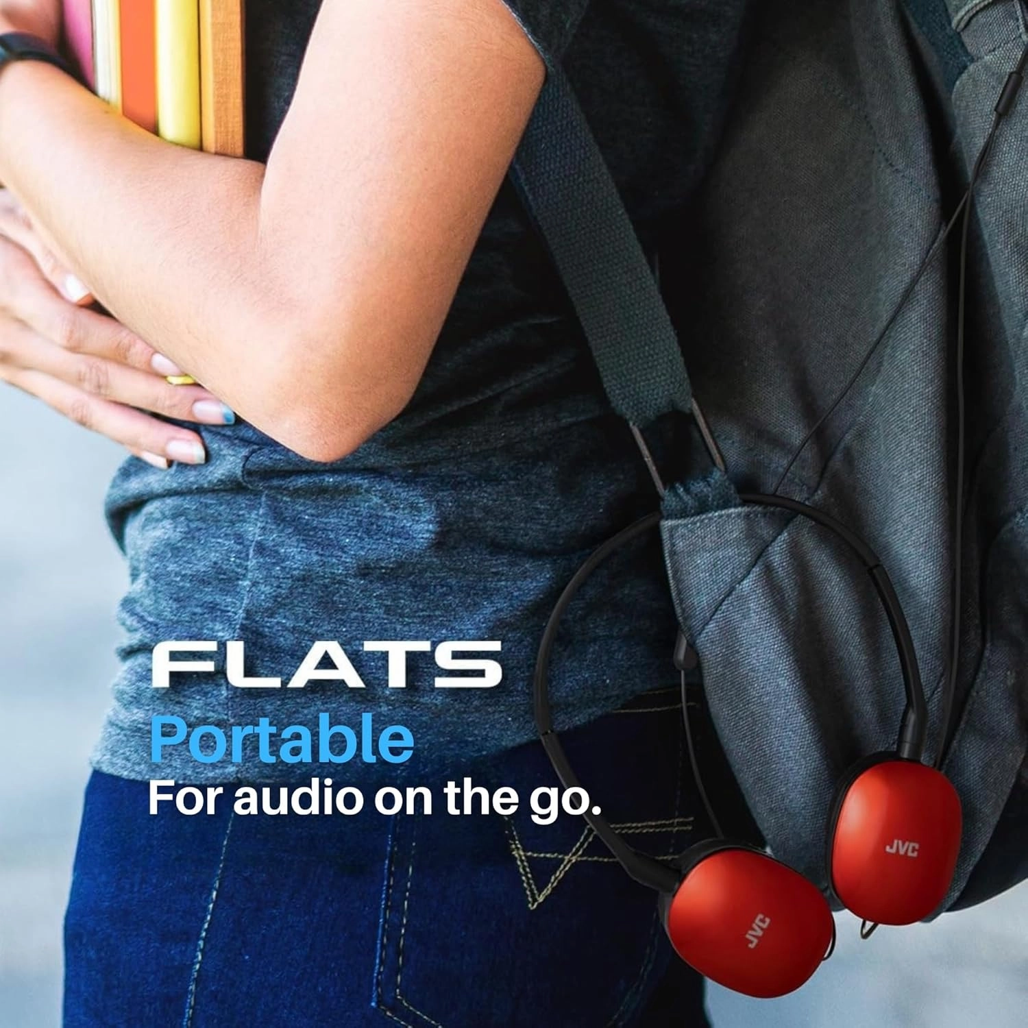 JVC Flats On-Ear Wired Headphones - Flat Foldable Design - 30mm Driver for Powerful Sound - Soft Ear-Pads for Comfort  Steel Headband - Lightweight & Portable - 3.5mm Slim Plug - HAS160M