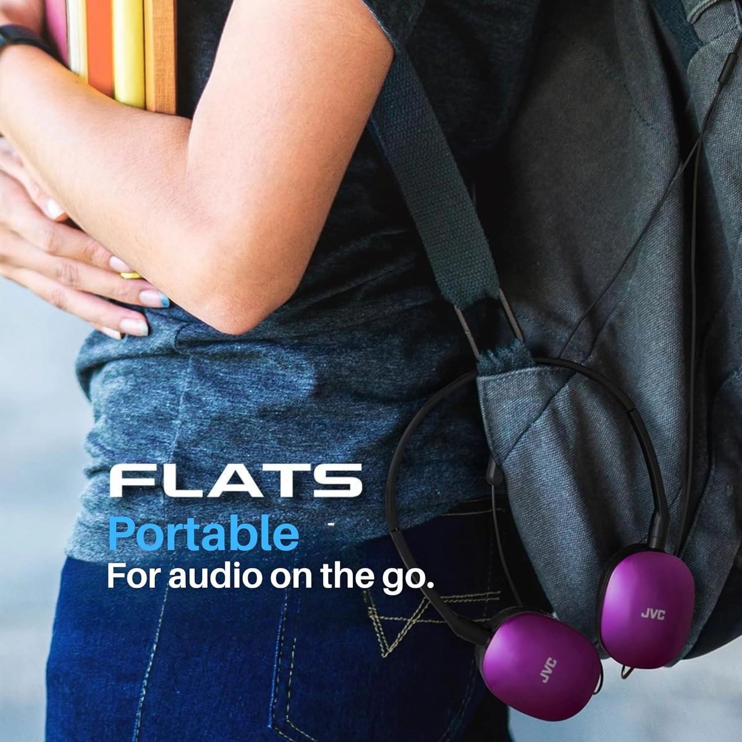 JVC Flats On-Ear Wired Headphones - Flat Foldable Design - 30mm Driver for Powerful Sound - Soft Ear-Pads for Comfort  Steel Headband - Lightweight & Portable - PC/Laptop/Gaming - 3.5mm Slim Plug