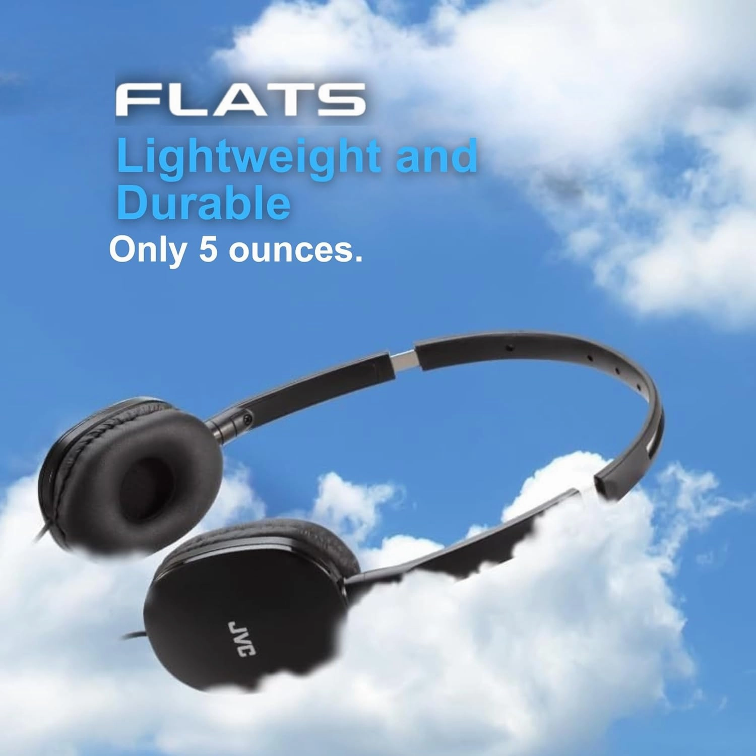 JVC Flats On-Ear Wired Headphones - Flat Foldable Design - 30mm Driver for Powerful Sound - Soft Ear-Pads for Comfort  Steel Headband - Lightweight & Portable - PC/Laptop/Gaming - 3.5mm Slim Plug