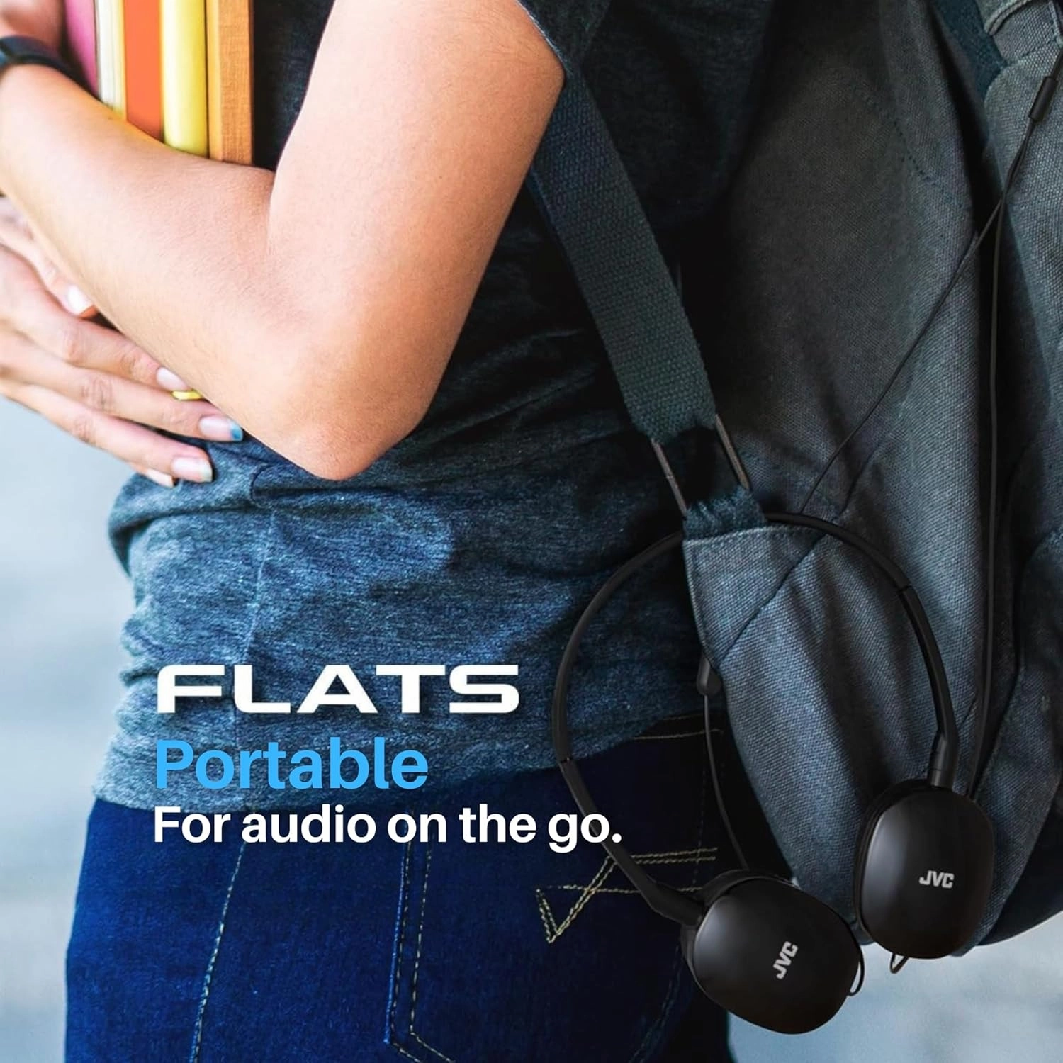 JVC Flats On-Ear Wired Headphones - Flat Foldable Design - 30mm Driver for Powerful Sound - Soft Ear-Pads for Comfort  Steel Headband - Lightweight & Portable - PC/Laptop/Gaming - 3.5mm Slim Plug