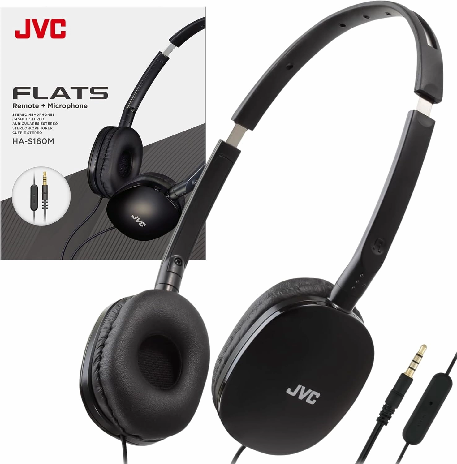 JVC Flats On-Ear Wired Headphones - Flat Foldable Design - 30mm Driver for Powerful Sound - Soft Ear-Pads for Comfort  Steel Headband - Lightweight & Portable - PC/Laptop/Gaming - 3.5mm Slim Plug reference headphones,neutral sound headphones,monitor he