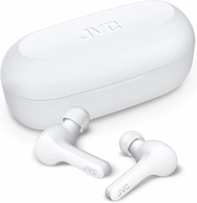 JVC Gumy Truly Wireless Earbuds Headphones, Bluetooth 5.0, Water Resistance(IPX4), Long Battery Life (up to 15 Hours) - HAA7TW (White) wireless earbuds,Bluetooth earphones,true wireless stereo,