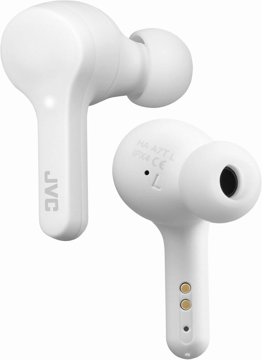 JVC Gumy Truly Wireless Earbuds Headphones, Bluetooth 5.0, Water Resistance(IPX4), Long Battery Life (up to 15 Hours) - HAA7TW (White)