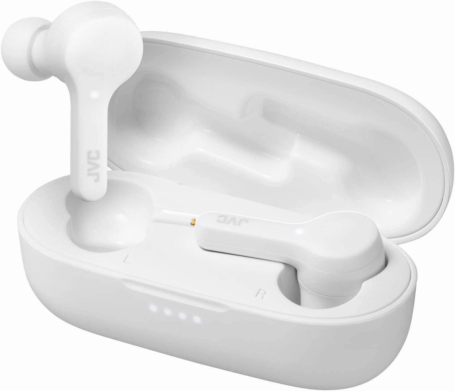 JVC Gumy Truly Wireless Earbuds Headphones, Bluetooth 5.0, Water Resistance(IPX4), Long Battery Life (up to 15 Hours) - HAA7TW (White)
