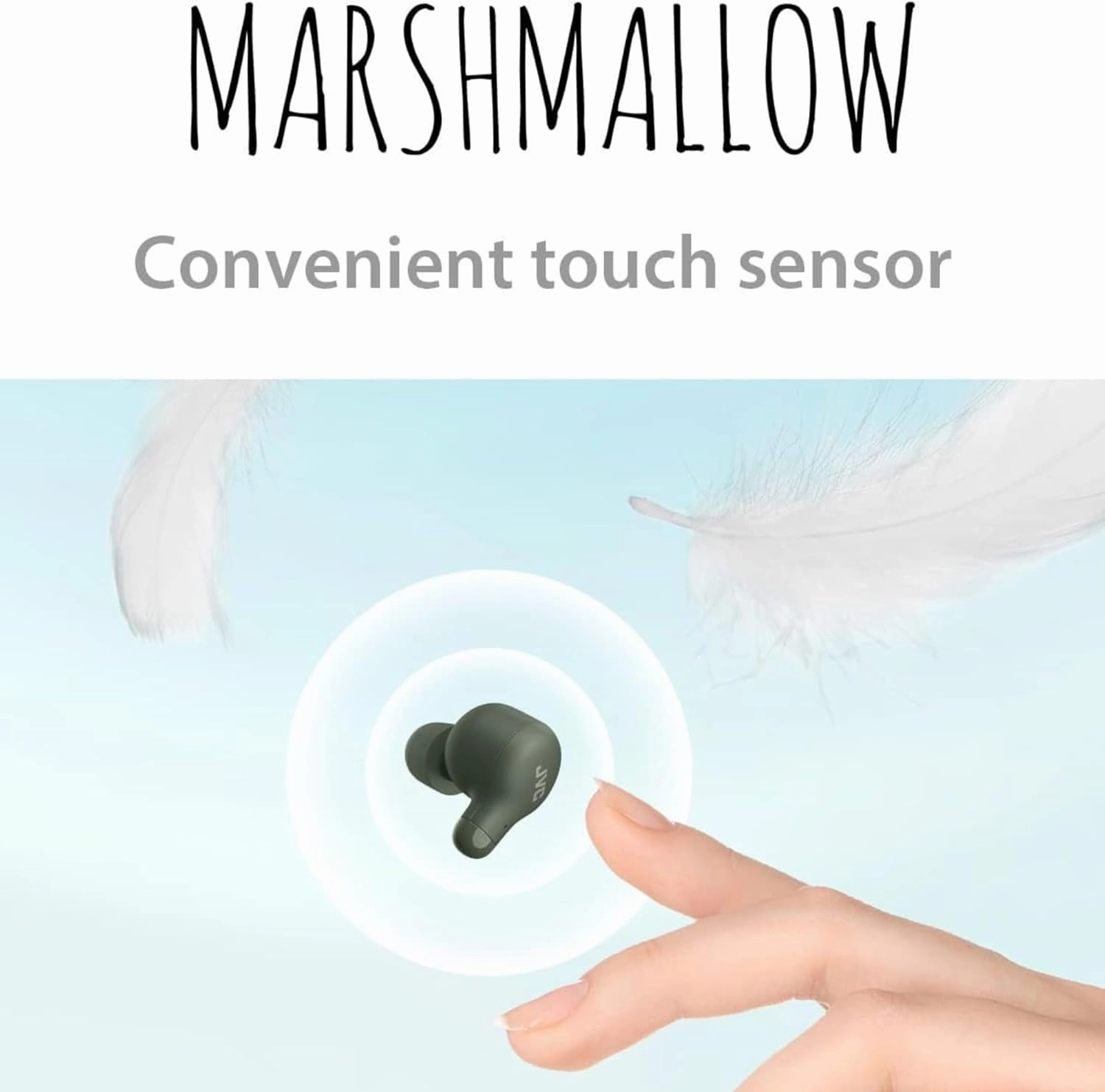 JVC Marshmallow True Wireless Bluetooth 5.3 Earbuds  28H Battery, Memory Foam Earpieces for All-Day Comfort, IPX4 Water Resistant, Mic, Compact Case, for iPhone & Android