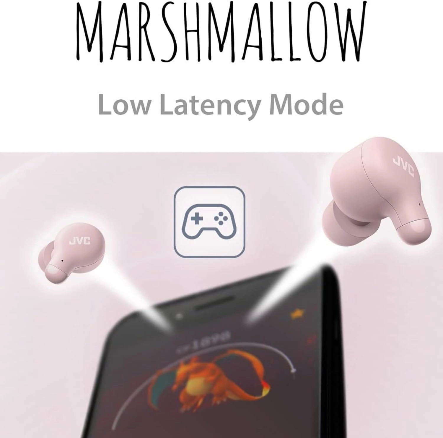 JVC Marshmallow True Wireless Bluetooth 5.3 Earbuds  28H Battery, Memory Foam Earpieces for All-Day Comfort, IPX4 Water Resistant, Mic, Compact Case, for iPhone & Android