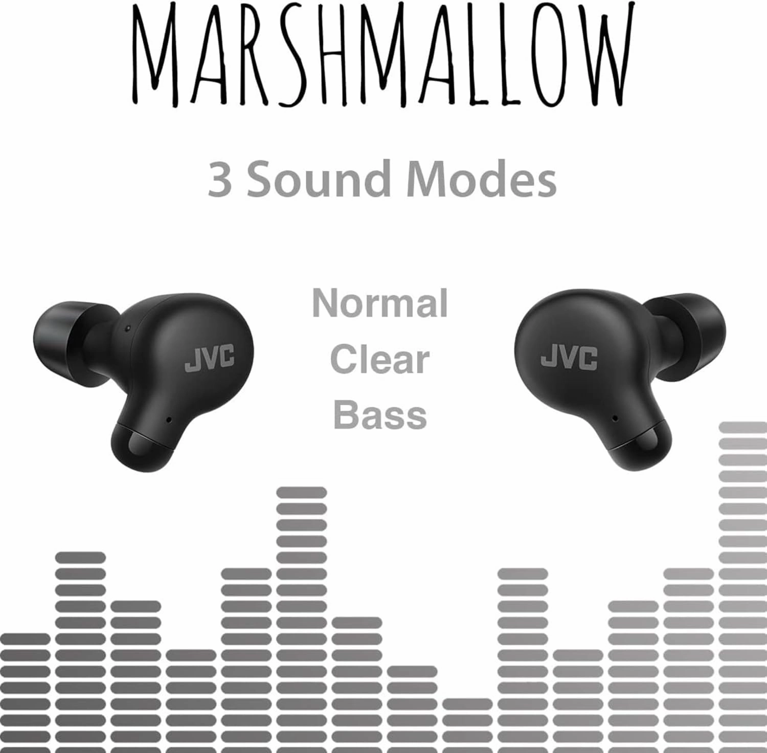 JVC Marshmallow True Wireless Bluetooth 5.3 Earbuds  28H Battery, Memory Foam Earpieces for All-Day Comfort, IPX4 Water Resistant, Mic, Compact Case, for iPhone & Android