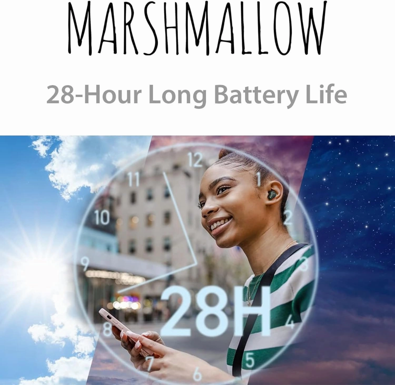 JVC Marshmallow True Wireless Bluetooth 5.3 Earbuds  28H Battery, Memory Foam Earpieces for All-Day Comfort, IPX4 Water Resistant, Mic, Compact Case, for iPhone & Android