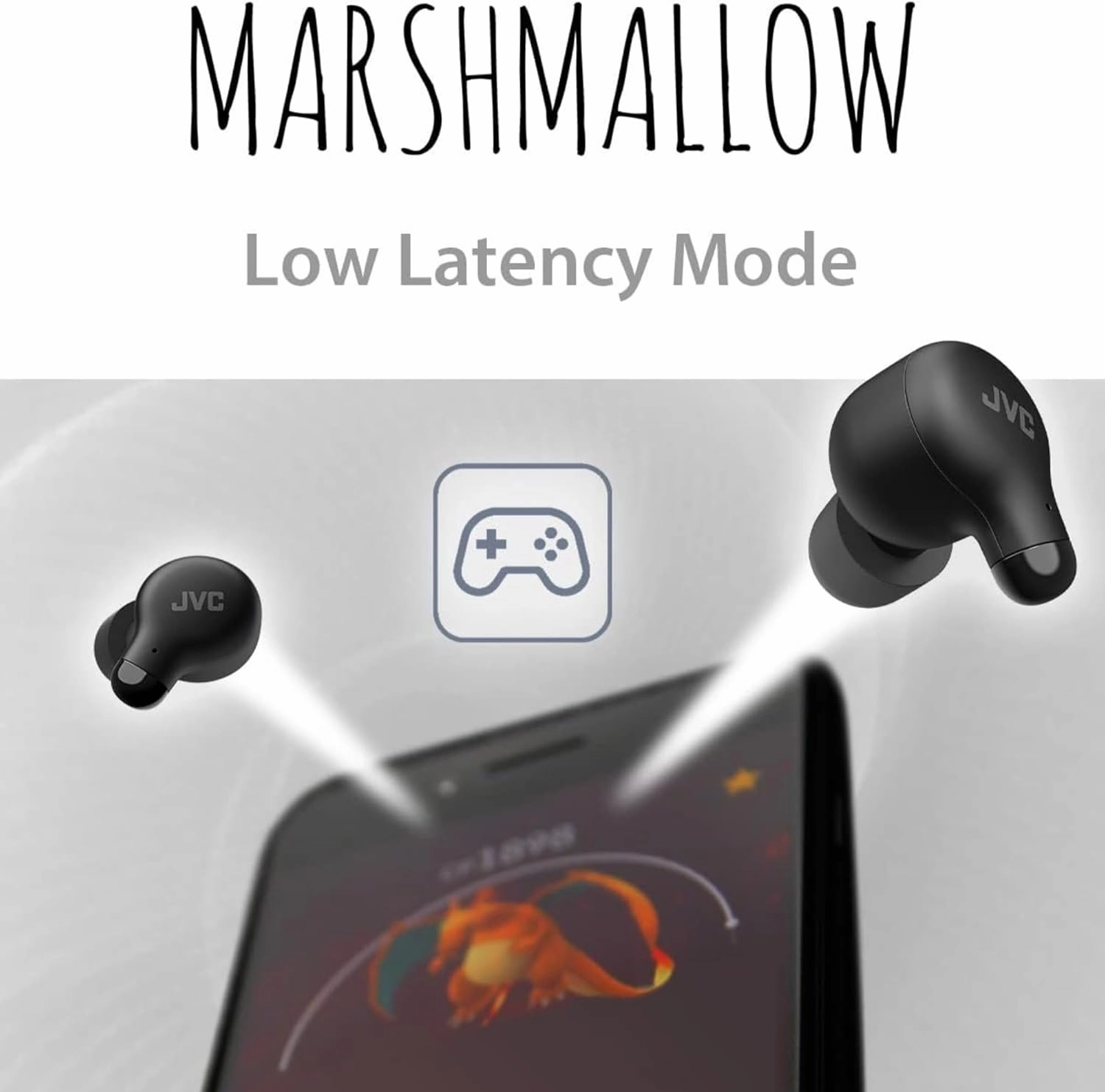 JVC Marshmallow True Wireless Bluetooth 5.3 Earbuds  28H Battery, Memory Foam Earpieces for All-Day Comfort, IPX4 Water Resistant, Mic, Compact Case, for iPhone & Android
