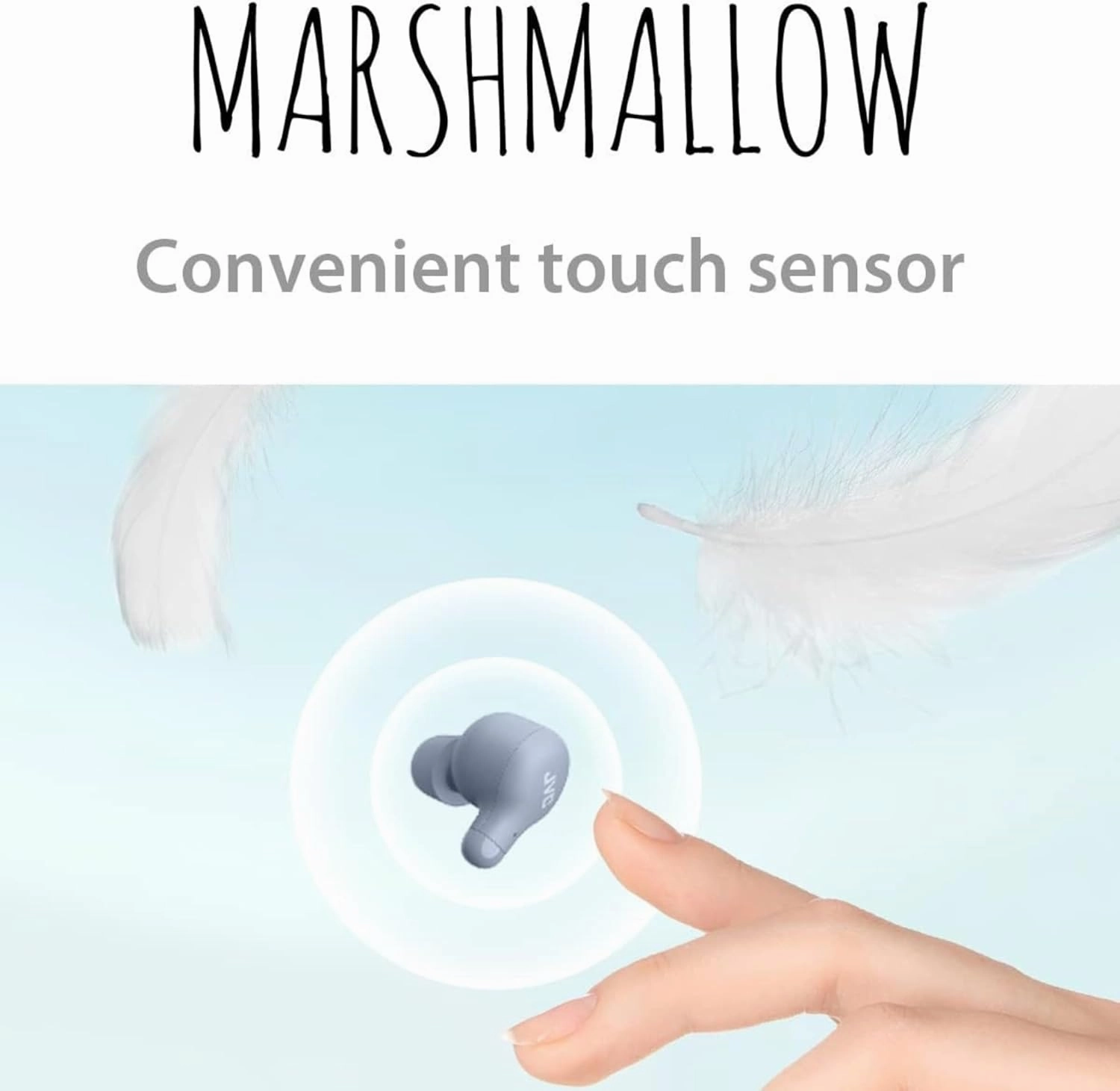 JVC Marshmallow True Wireless Bluetooth 5.3 Earbuds  28H Battery, Memory Foam Earpieces for All-Day Comfort, IPX4 Water Resistant, Mic, Compact Case, for iPhone & Android