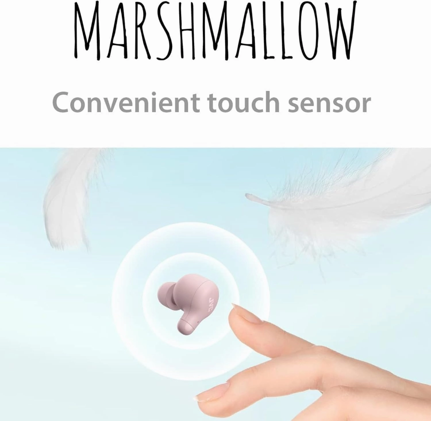 JVC Marshmallow True Wireless Bluetooth 5.3 Earbuds  28H Battery, Memory Foam Earpieces for All-Day Comfort, IPX4 Water Resistant, Mic, Compact Case, for iPhone & Android