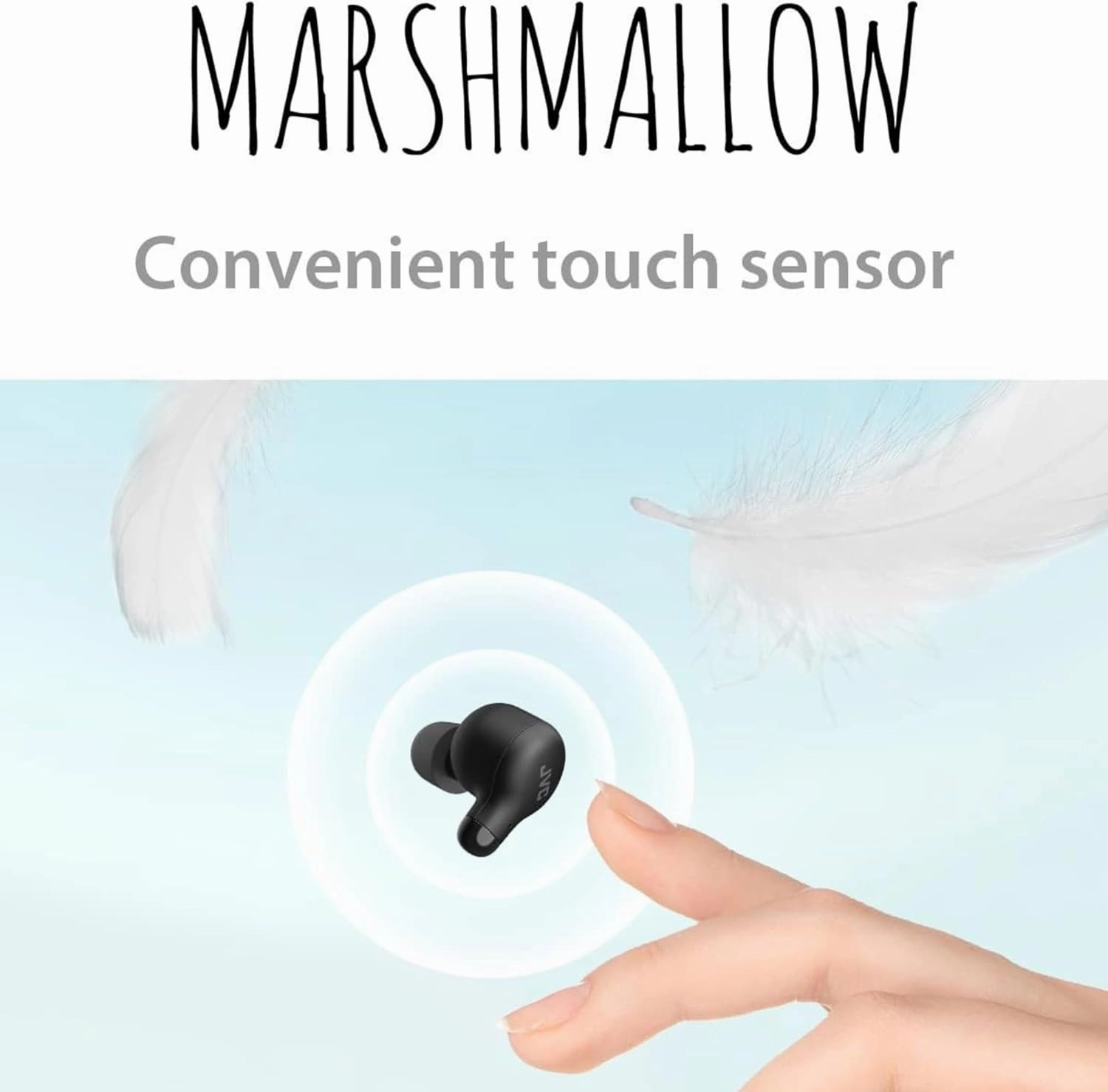 JVC Marshmallow True Wireless Bluetooth 5.3 Earbuds  28H Battery, Memory Foam Earpieces for All-Day Comfort, IPX4 Water Resistant, Mic, Compact Case, for iPhone & Android
