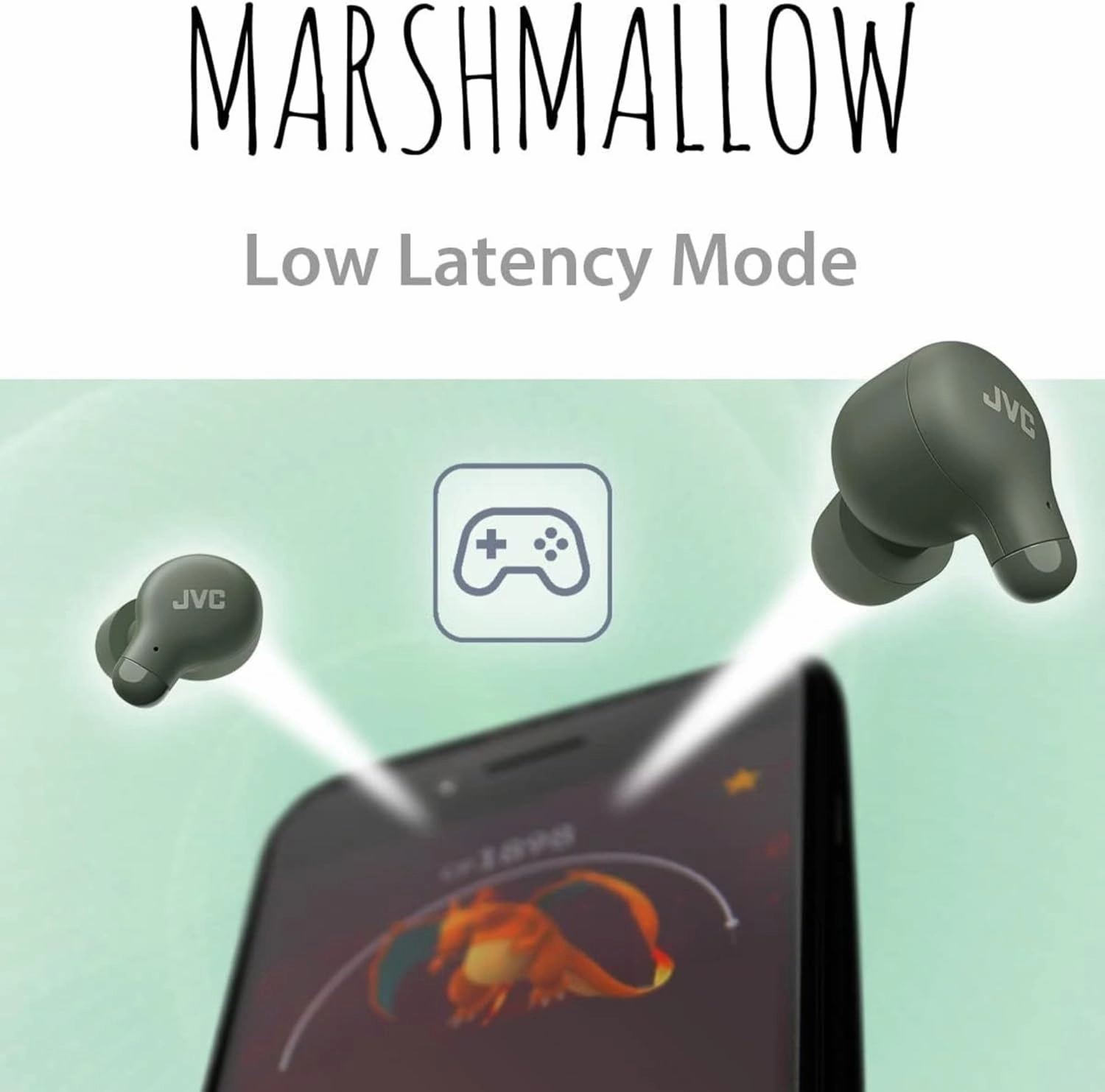 JVC Marshmallow True Wireless Bluetooth 5.3 Earbuds  28H Battery, Memory Foam Earpieces for All-Day Comfort, IPX4 Water Resistant, Mic, Compact Case, for iPhone & Android