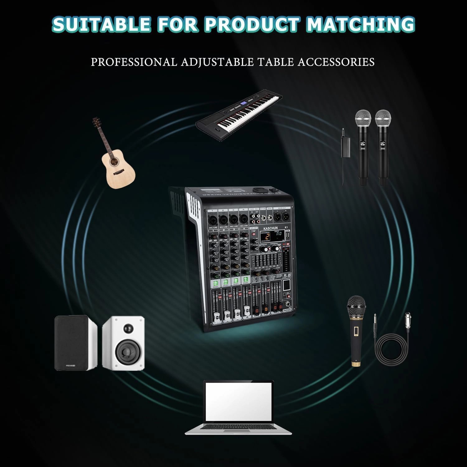 K1 4-Channel Professional Audio Mixer with 99 Bit DSP, XLR Microphone Jack, 48V Phantom Power, Stereo RCA Input/Output - Sound Board Console for PC Recording
