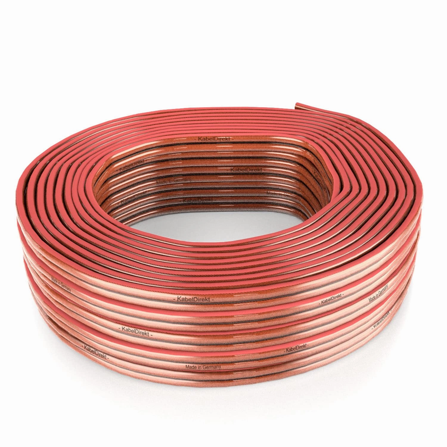 KabelDirekt  Pure Copper Stereo Audio Speaker Wire & Cable  Made in Germany  16 AWG Gauge  50 feet  (for HiFi Speakers and Surround Sound Systems, Pure Copper, with Polarity Markings)