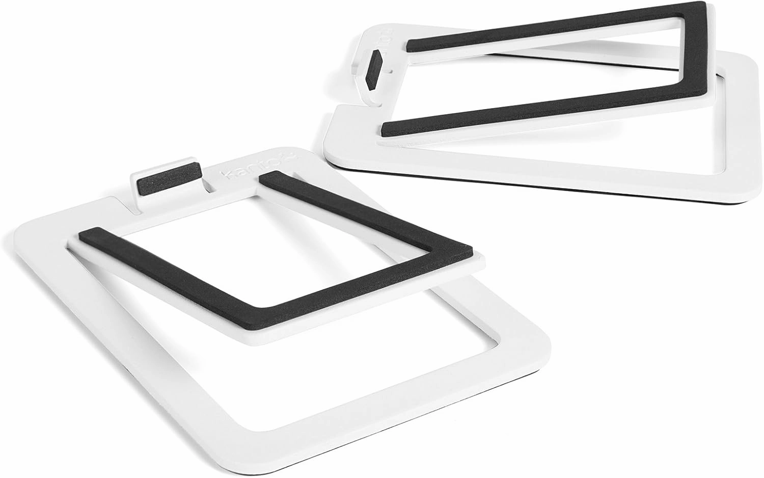 Kanto S2 Tilted Desktop Speaker Stands for Small Speakers & Compact 2-3 Studio Monitors | Supports 6 lbs | Damping Foam Padding | Pair | White speaker stands,monitor stands,floor speaker holders,