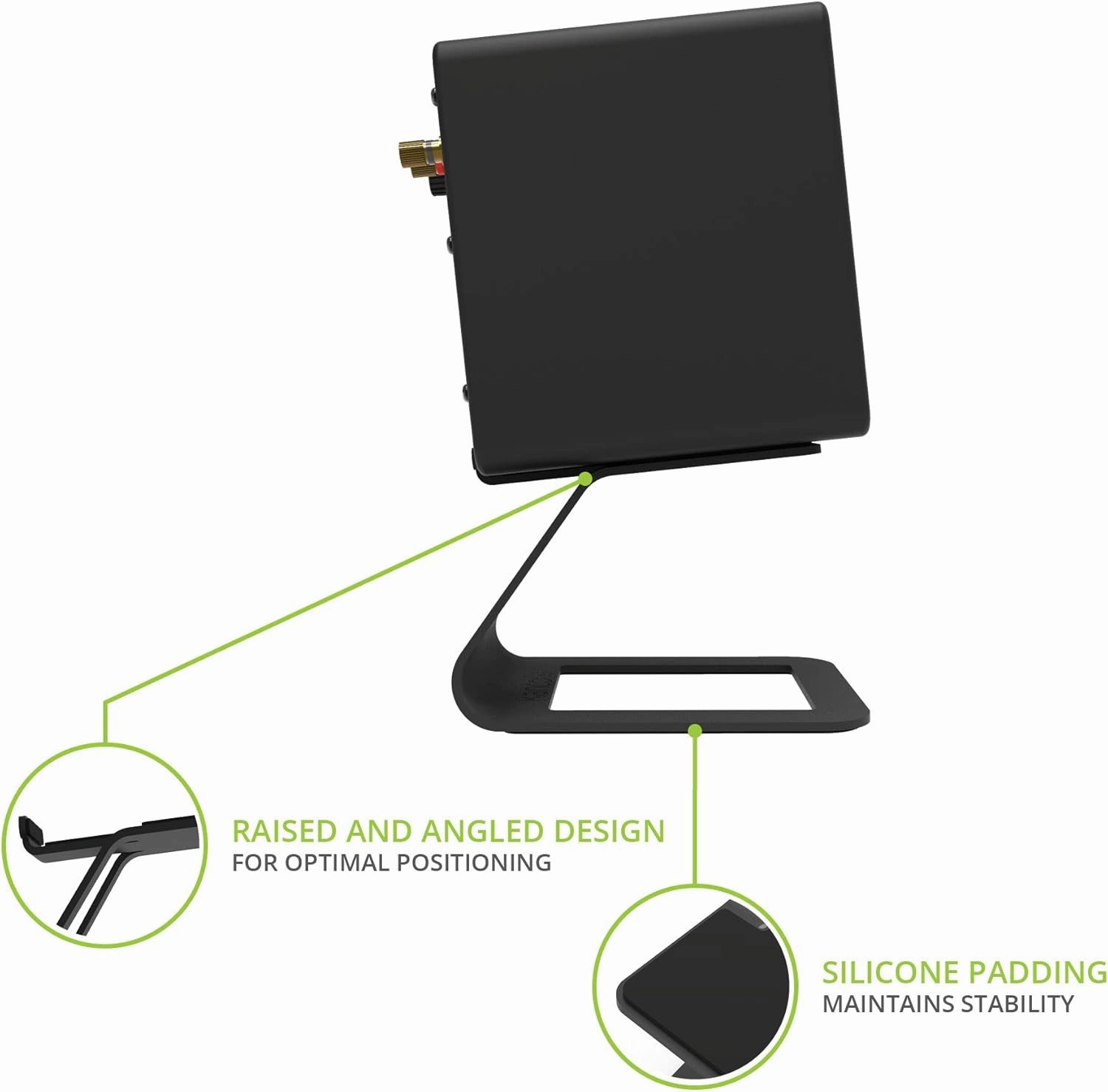 Kanto SE2 Elevated Desktop Speaker Stands for Small Speakers - Pair (Black)
