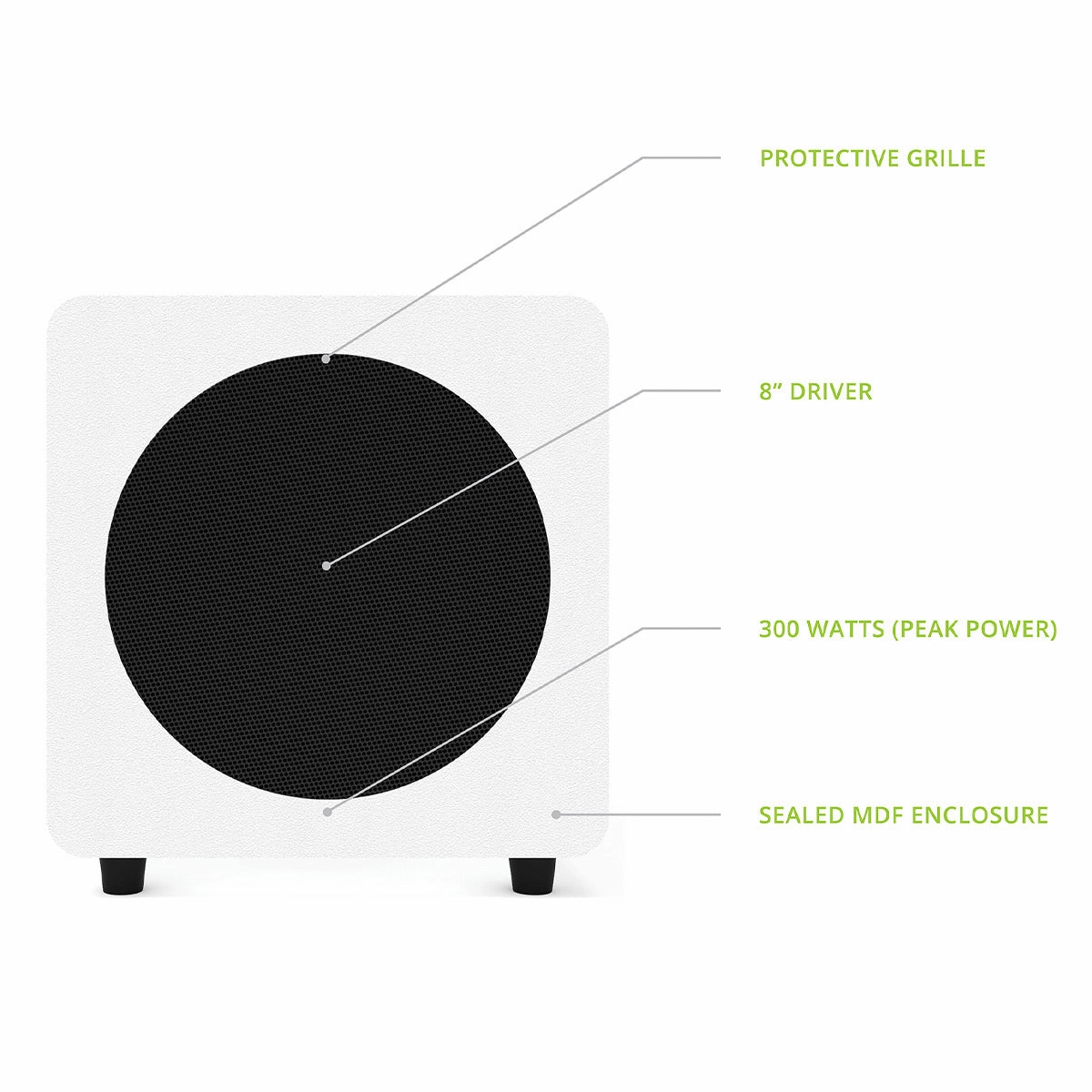Kanto SUB8 8-inch Sealed Powered Subwoofer (Matte White)