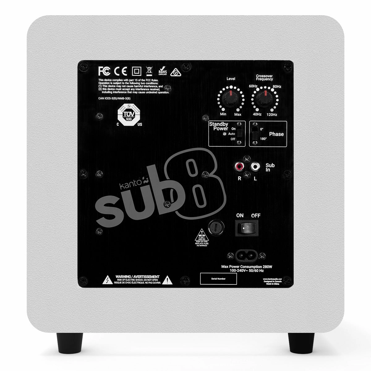 Kanto SUB8 8-inch Sealed Powered Subwoofer (Matte White)