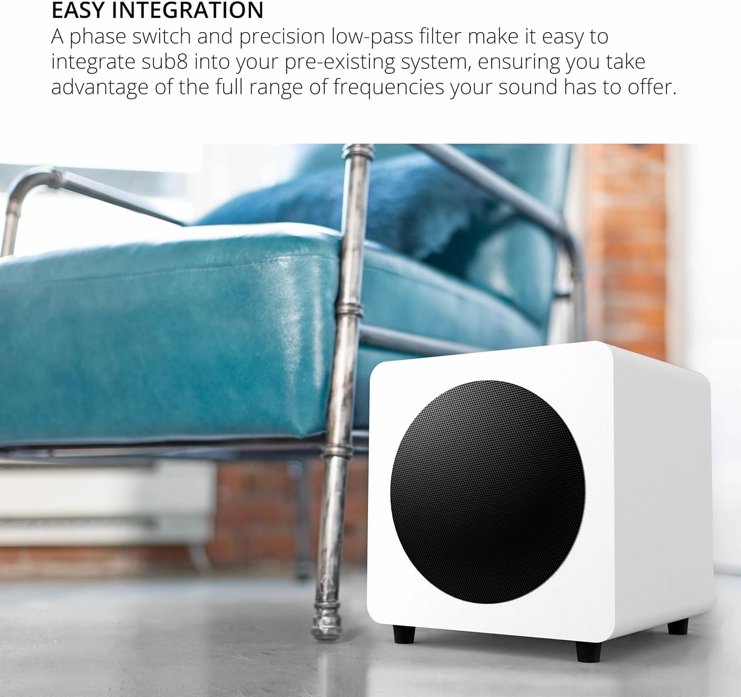 Kanto SUB8VMB Sealed Powered Subwoofer | 300W Peak Power | 8" Woofer | Matte Black